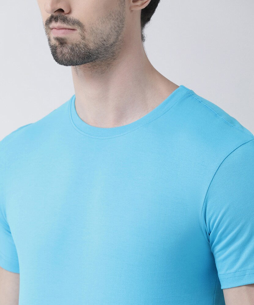Premium Cotton Sky Blue Plain Round Neck Tshirt