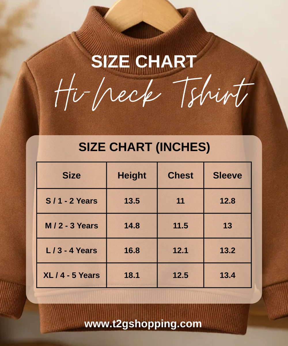 Kids Full Sleeve Hi-Neck Plain Rib T-shirt | Age 0 to 5 Years | Pack of 3 Pieces