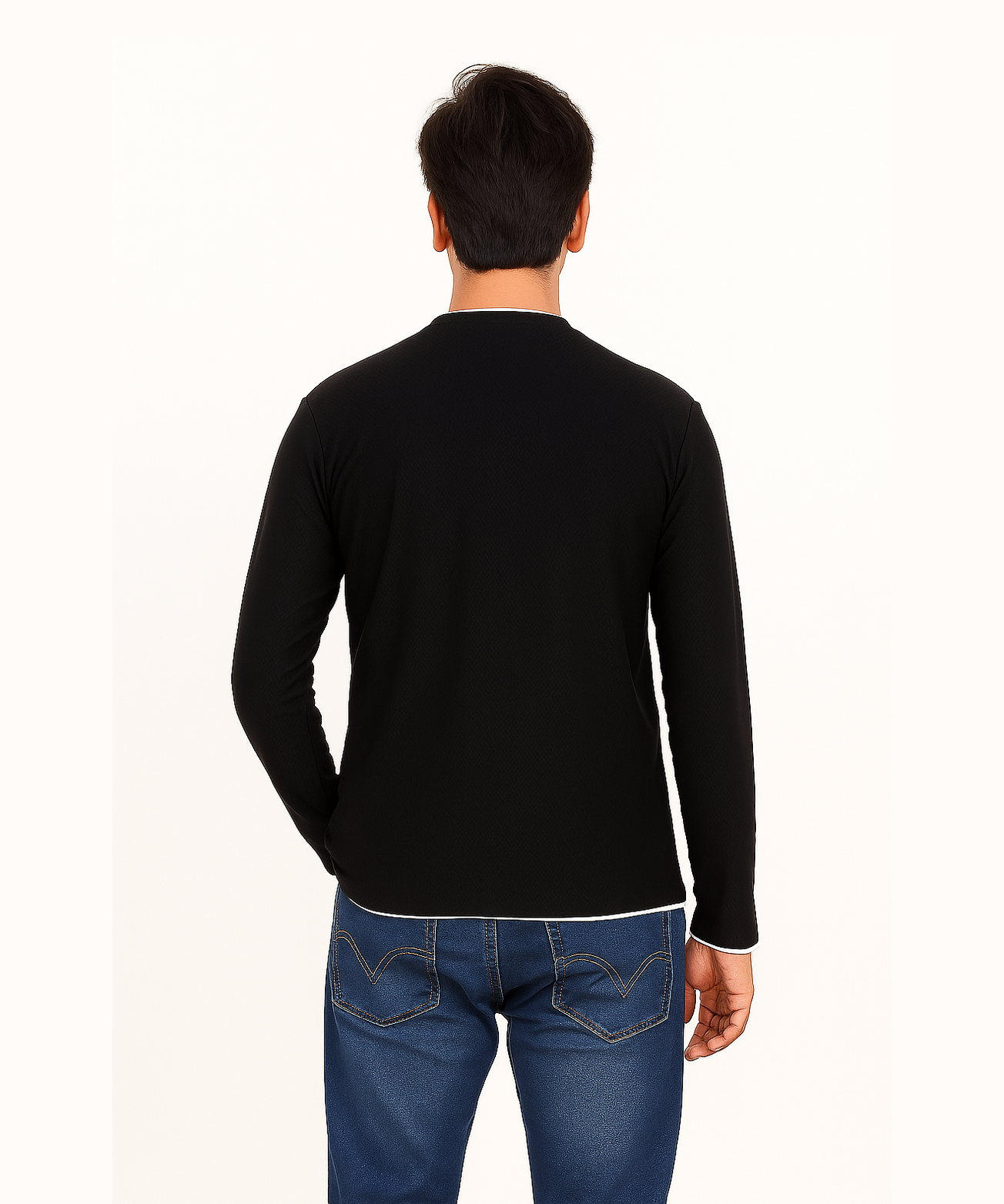 Black / Solid Men's Polyester Regular Fit Round Neck Full Sleeve T-Shirt