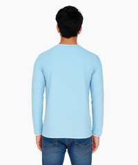 Light Blue / Solid Men's Polyester Regular Fit Round Neck Full Sleeve T-Shirt