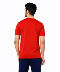 Red Solid Men's Round Neck T shirt Polyester Dry-Fit  Active Wear/Sports wear Tshirt