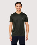 Dark Green Solid Men's Round Neck T shirt Polyester Dry-Fit  Active Wear/Sports wear Tshirt
