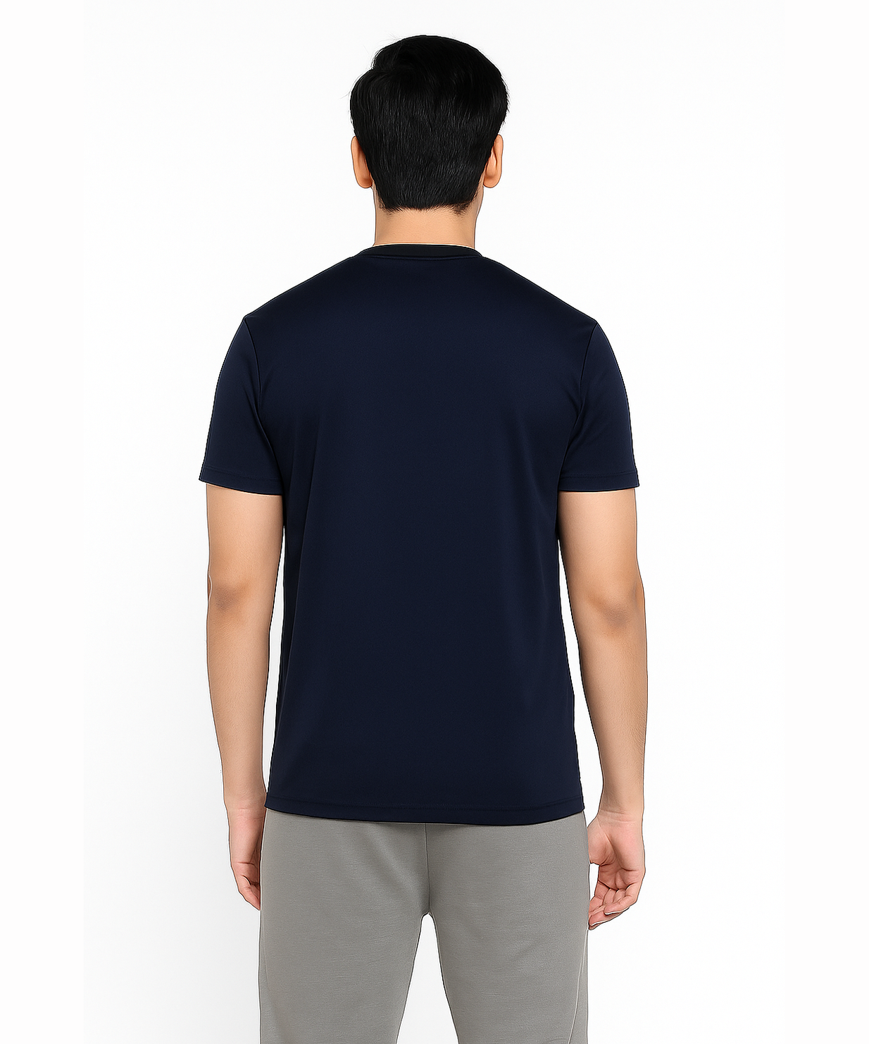 Navy Solid Men's Round Neck T shirt Polyester Dry Fit  Active Wear T shirt