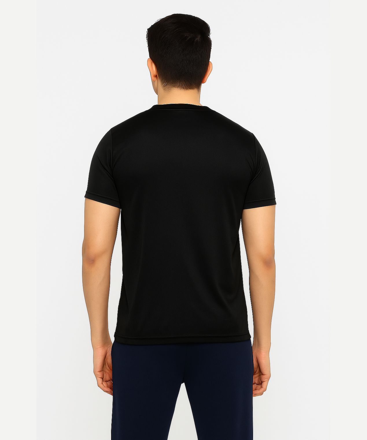 Black Solid Men's Round Neck T shirt Polyester Dry-Fit  Active Wear/Sports wear Tshirt