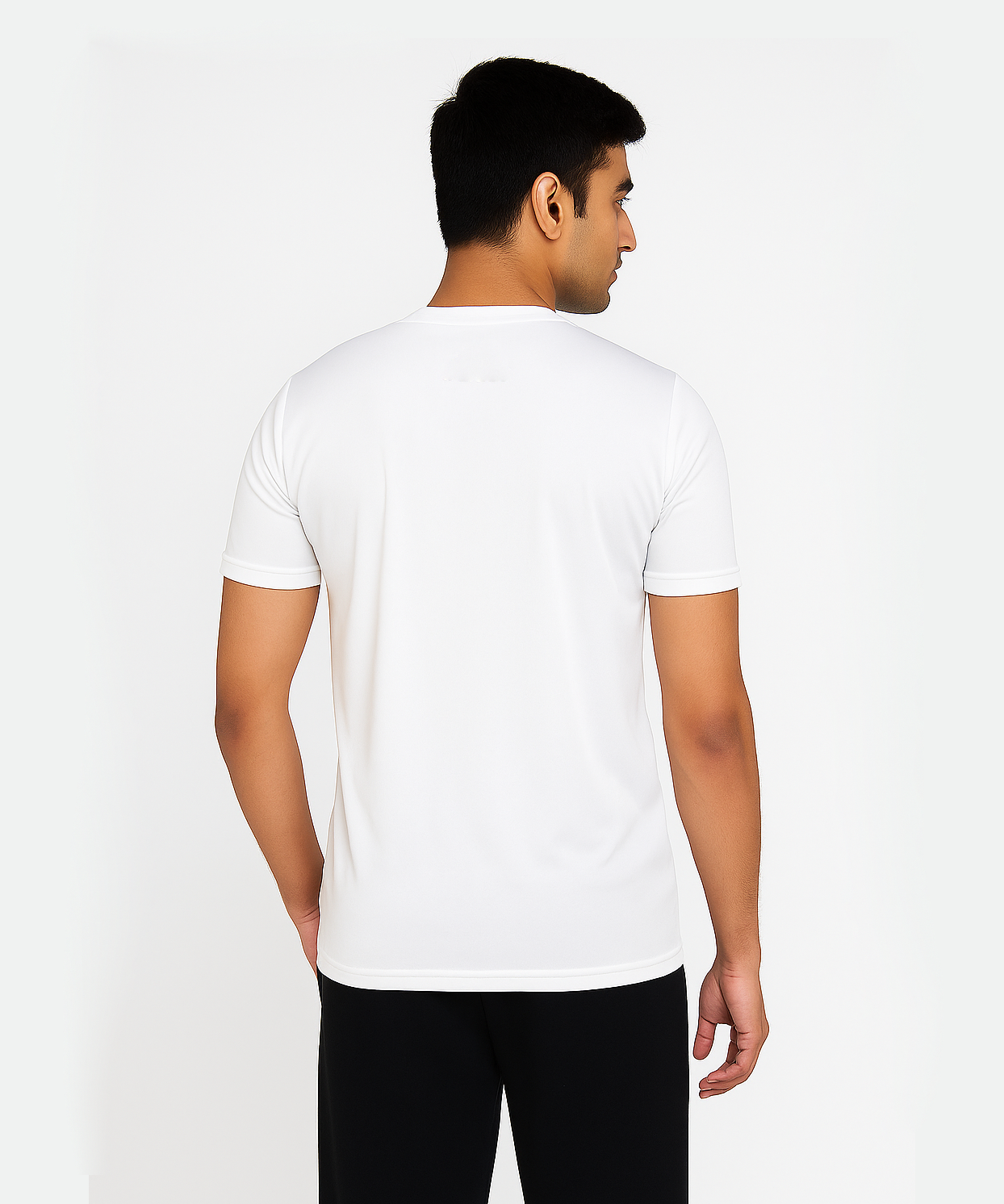 White Solid Men's Round Neck T shirt Polyester Dry-Fit  Active Wear/Sports wear Tshirt