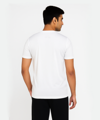 White Solid Men's Round Neck T shirt Polyester Dry-Fit  Active Wear/Sports wear Tshirt