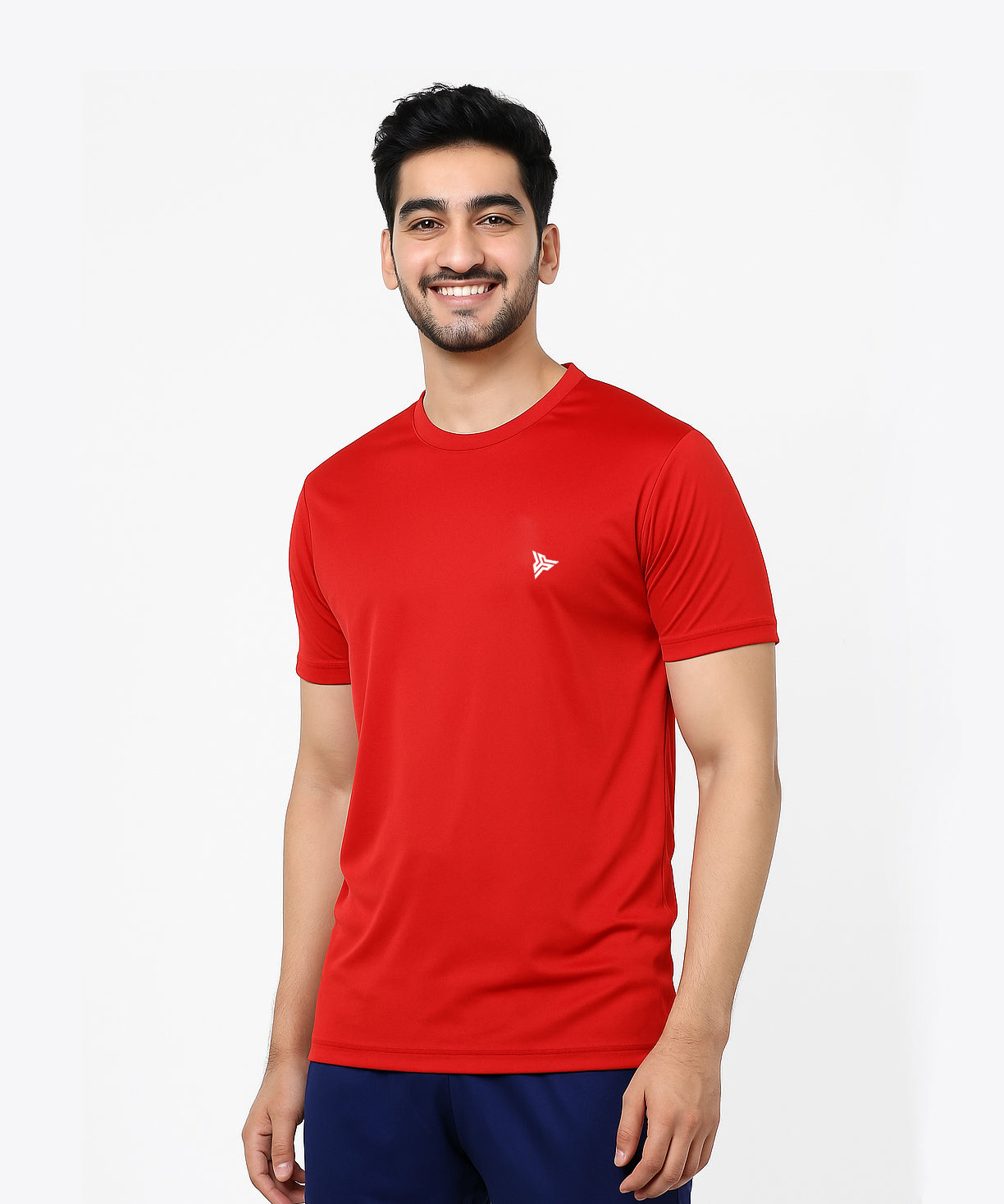 Red Solid Men's Round Neck T shirt Polyester Dry-Fit  Active Wear/Sports wear Tshirt