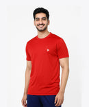 Red Solid Men's Round Neck T shirt Polyester Dry-Fit  Active Wear/Sports wear Tshirt