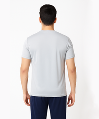 Light Gray Solid Men's Round Neck T shirt Polyester Dry-Fit  Active Wear/Sports wear Tshirt