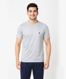 Light Gray Solid Men's Round Neck T shirt Polyester Dry-Fit  Active Wear/Sports wear Tshirt