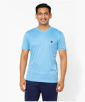 Sky Blue Solid Men's Round Neck T shirt Polyester Dry-Fit  Active Wear/Sports wear Tshirt