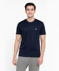 Navy Solid Men's Round Neck T shirt Polyester Dry-Fit  Active Wear/Sports wear Tshirt