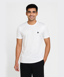 White Solid Men's Round Neck T shirt Polyester Dry-Fit  Active Wear/Sports wear Tshirt