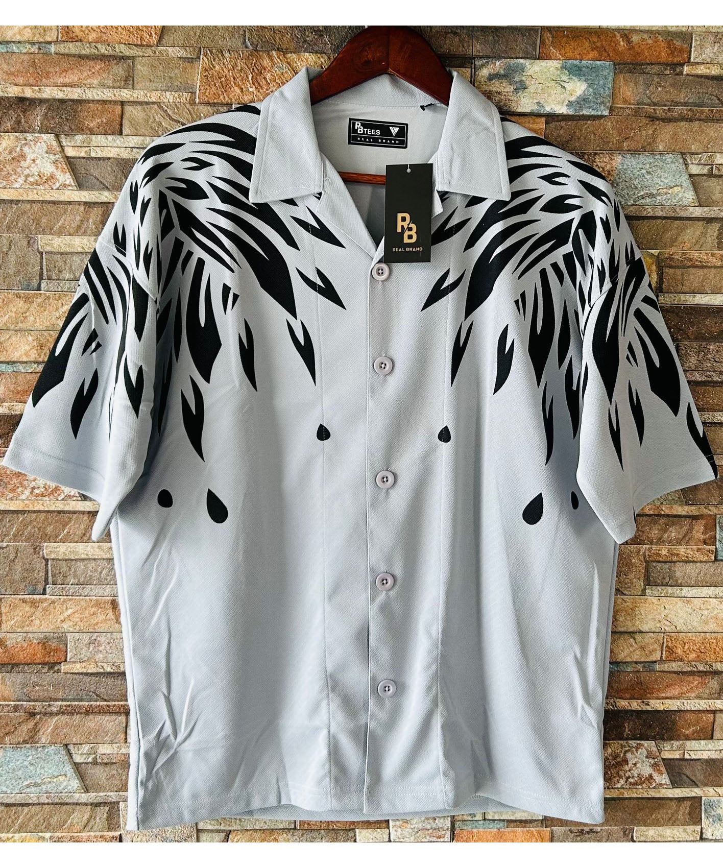Men's Printed Oversized Shirt Crepe Lycra Fabric With Print