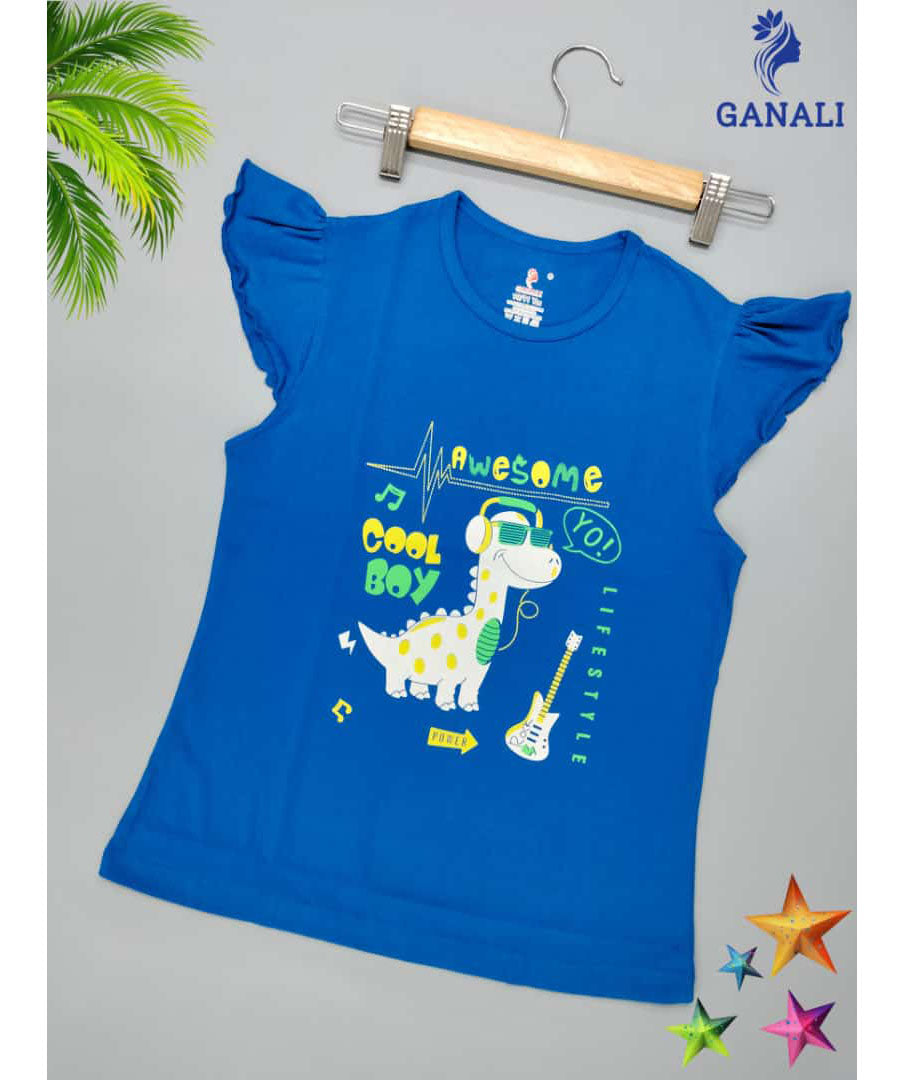 Girls T shirt 100% Combed Cotton Single Jersey Bio Wash Printed T shirt GANALI