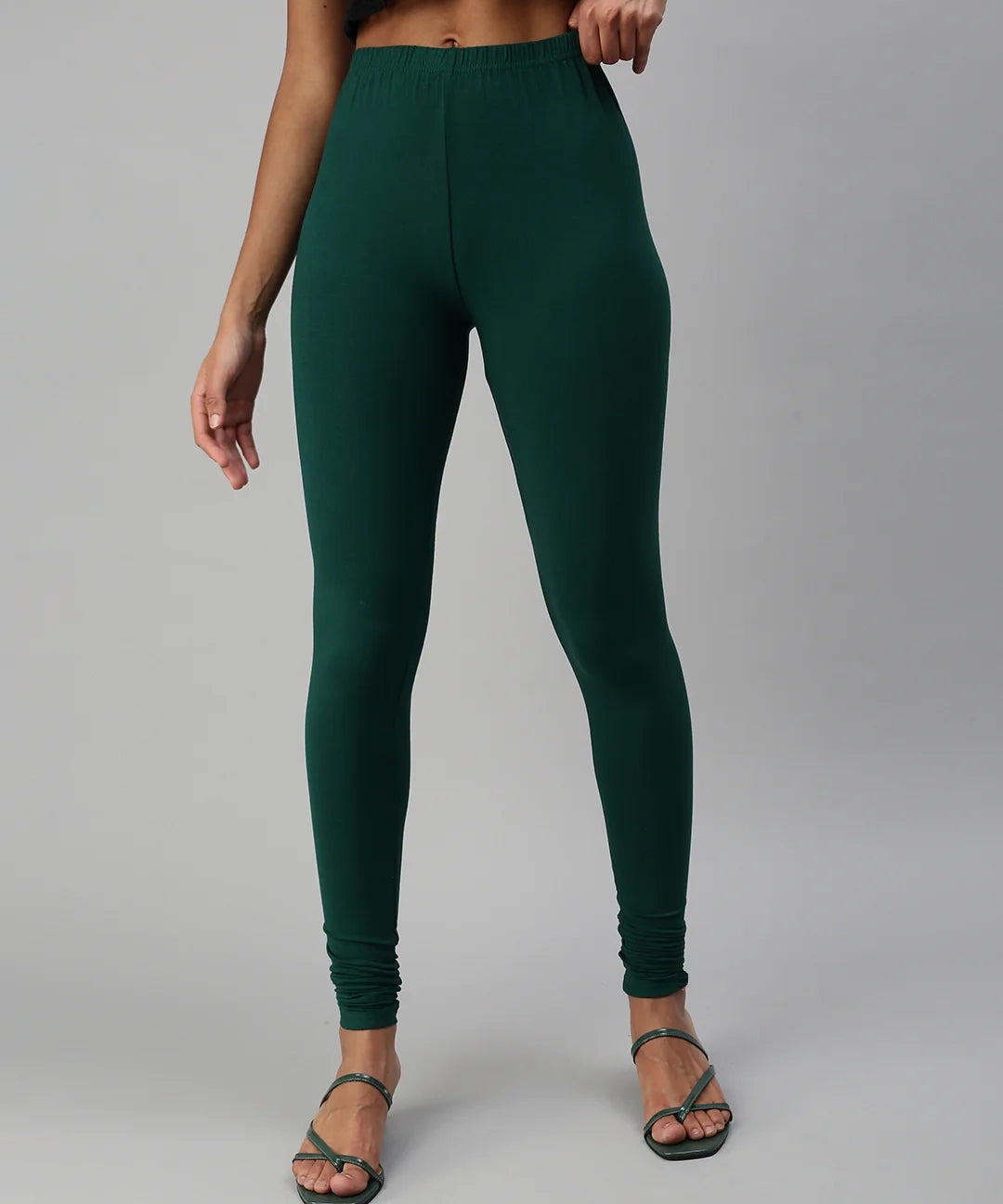 Green High Waist Cotton Lycra Leggings, Casual Wear, Slim Fit at Rs 280 in  Surat