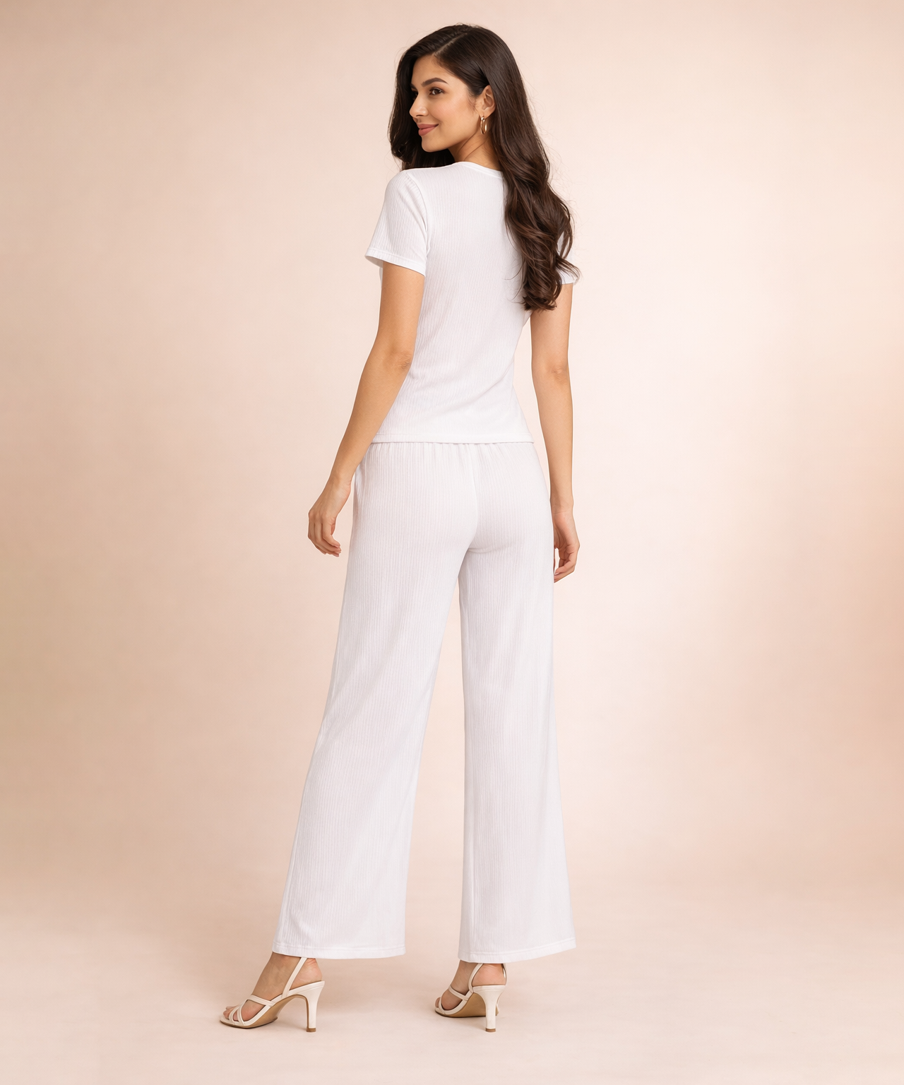 Women Top & Pyjama Pant Night Suit Co-ord Set | White Color
