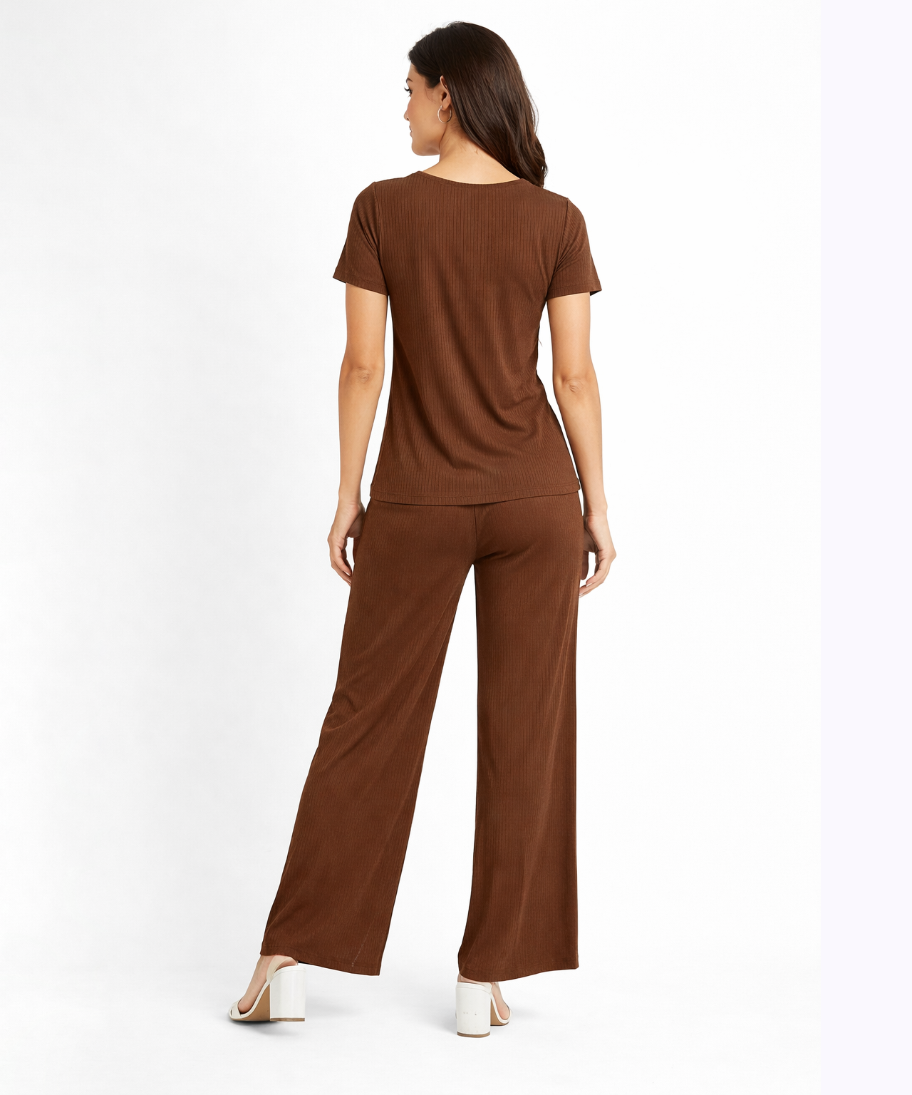 Women Top & Pyjama Pant Night Suit Co-ord Set | Brown Color