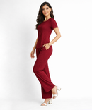 Women Top & Pyjama Pant Night Suit Co-ord Set | Maroon Color
