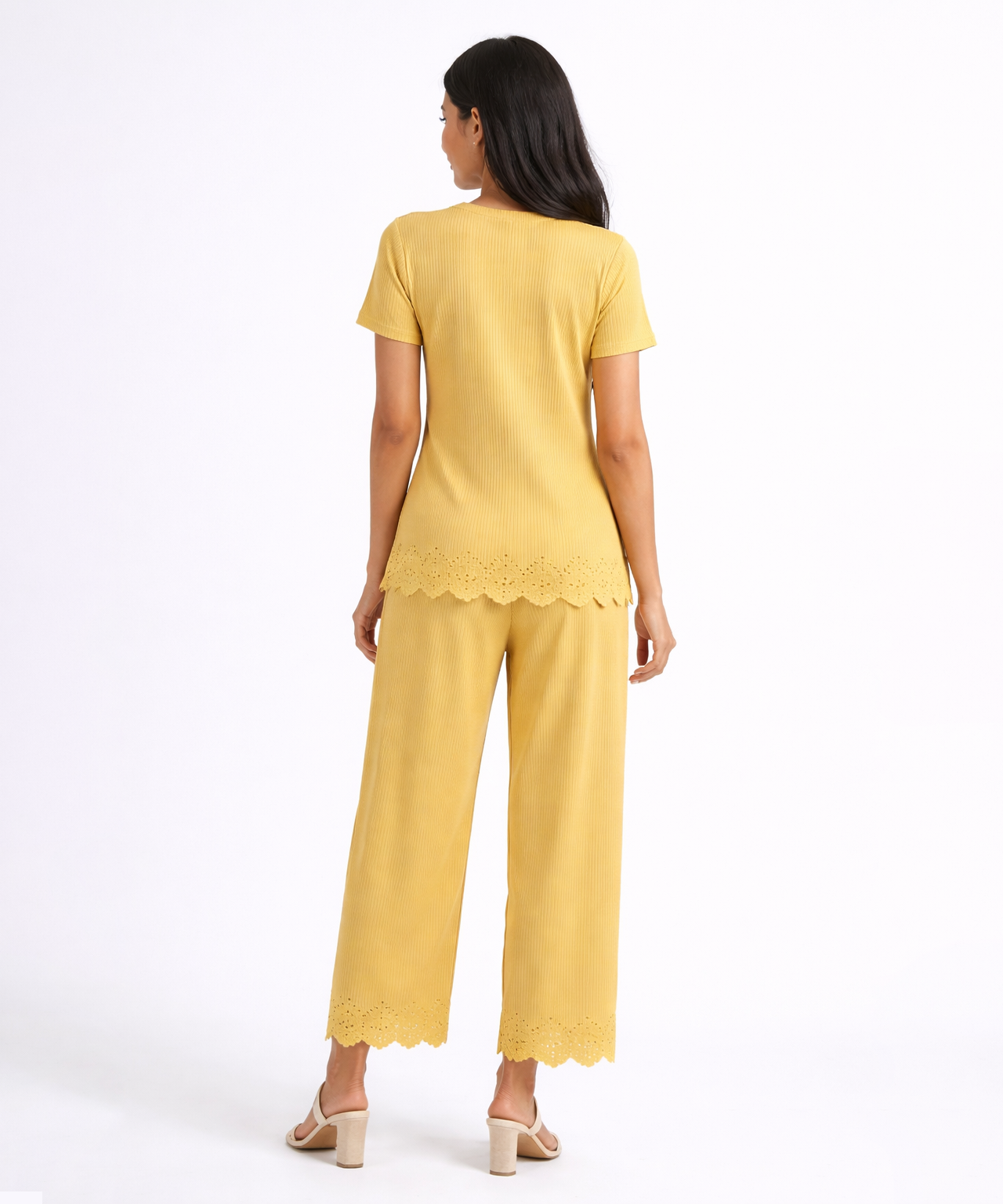Women Top & Pyjama Pant Night Suit Co-ord Set | Beige Color