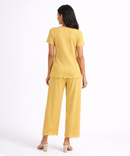 Women Top & Pyjama Pant Night Suit Co-ord Set | Beige Color