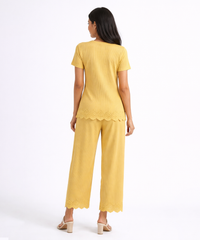 Women Top & Pyjama Pant Night Suit Co-ord Set | Beige Color