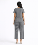 Women Top & Pyjama Pant Night Suit Co-ord Set | Light Gray Color