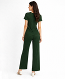Women Top & Pyjama Pant Night Suit Co-ord Set | Green Color