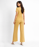 Women Top & Pyjama Pant Night Suit Co-ord Set | Beige Color