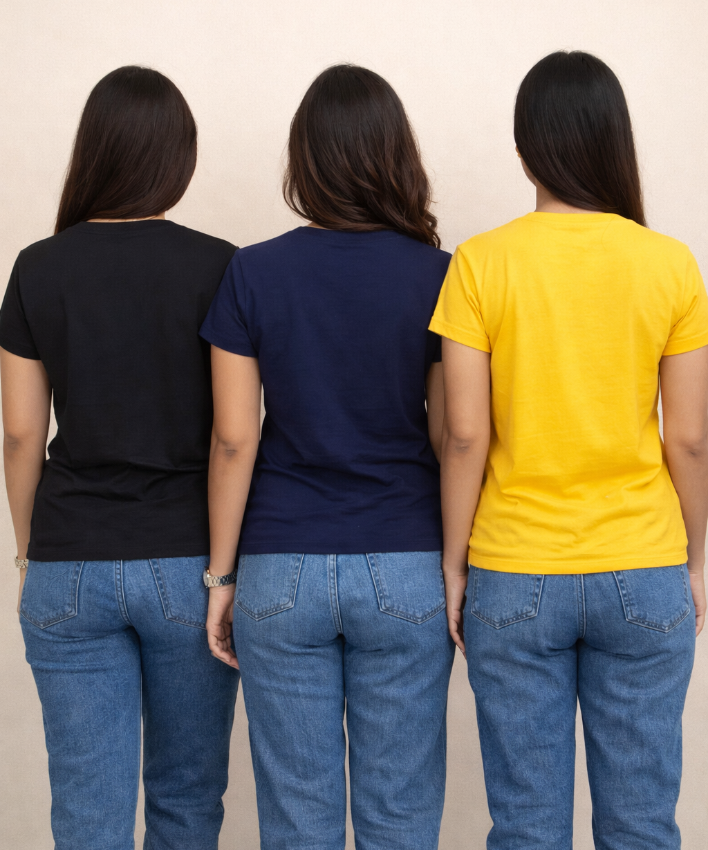 Woman Half Sleeve T-Shirt / Round Neck Printed T-Shirt Combo (Pack of 3)