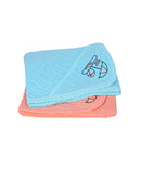 Soft Cotton Baby Hooded Towels with Cartoon Embroidery Printed | Size 76x70 Cms | (Pack of 2)