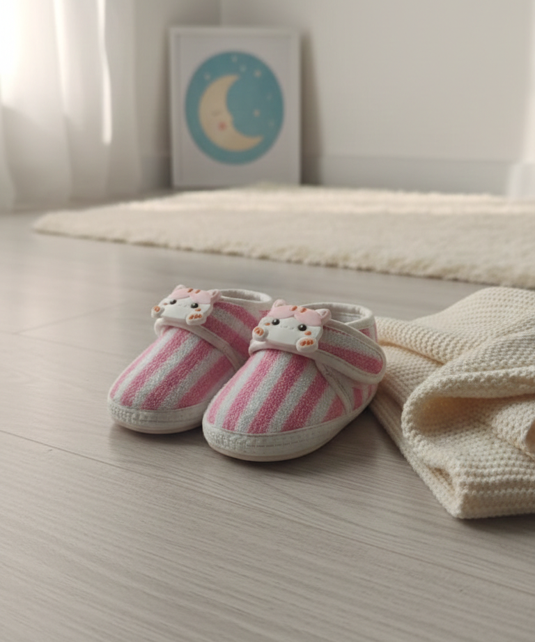 Imported Baby Booties with Cartoon Badge | 0 to 12 Months