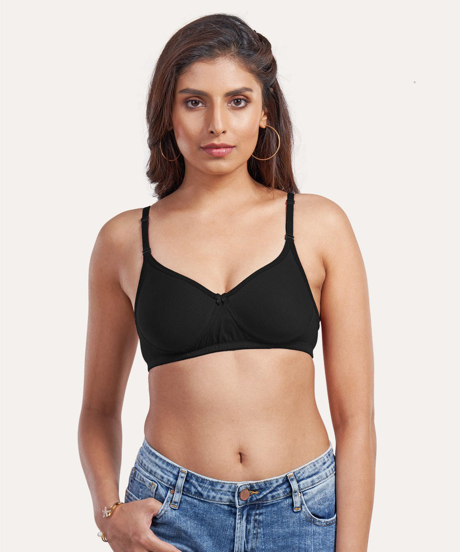 Poomex Feather Touch Padded Bra - Black (Pack of 1)