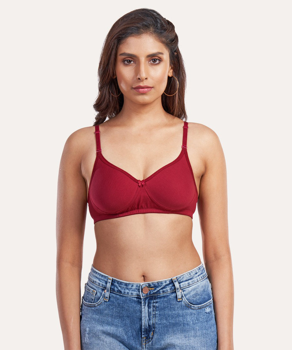 Poomex Feather Touch Padded Bra - Cranberry (Pack of 1)