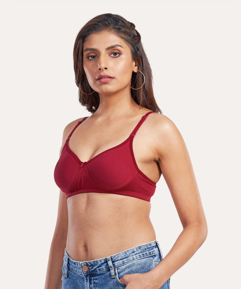 Poomex Feather Touch Padded Bra - Cranberry (Pack of 1)