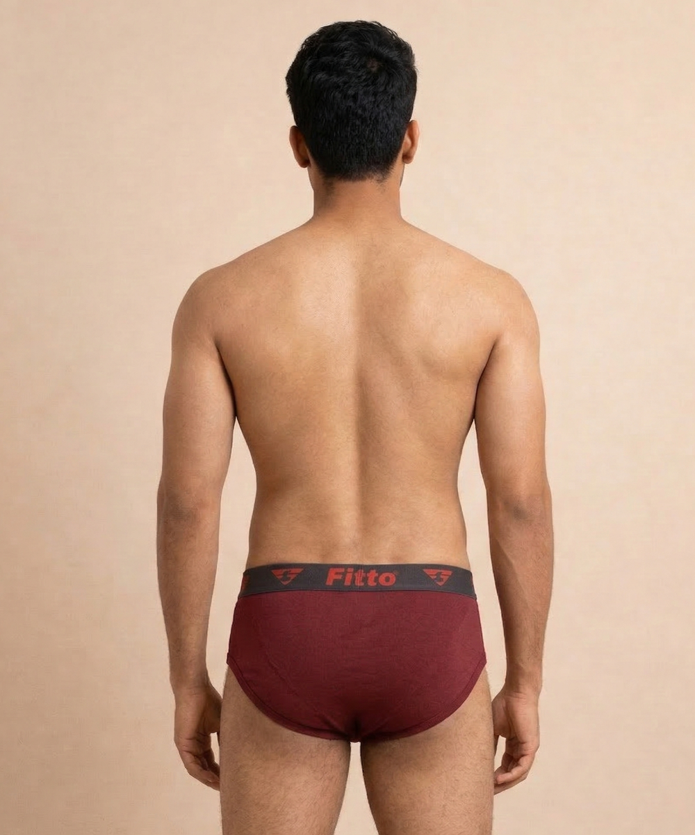 Fitto Spark Men's Brief's Red Underwear 100% Pure Cotton | (Pack of 5)