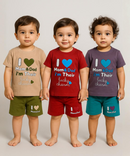 Kids Cotton Printed Co-ord Set Combo / Age 1-5 Years (Tshirt & Shorts Set Pack of 3)