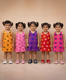 Girls 100% Cotton Printed 0 To 4 Years Gown Dress/Frock Dress (Pack of 5)