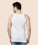 Poomex White Premium Flex Rib Vest Round Neck Sleeveless (Pack of 3)