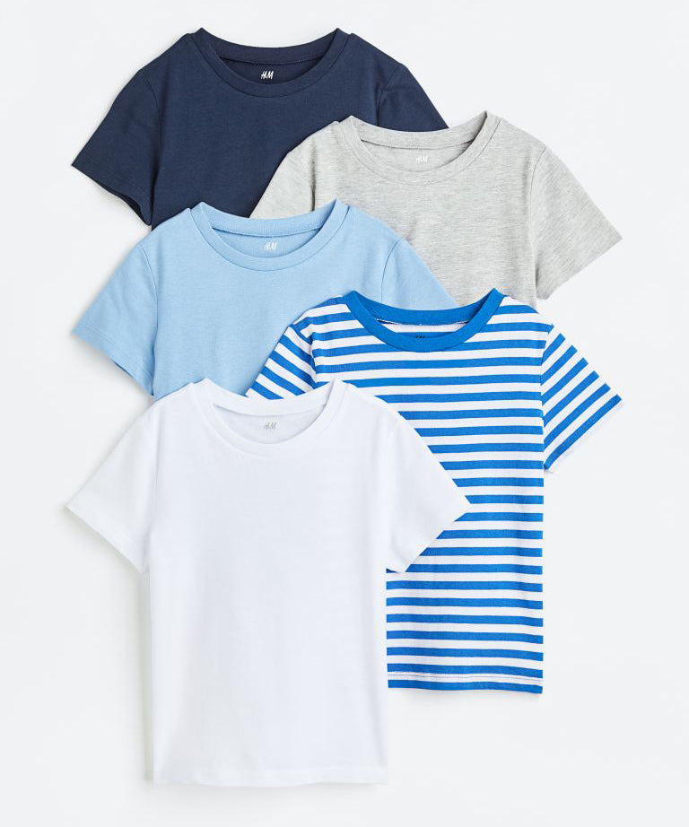 Kids 100% Cotton Plain Kids Sleeve T-shirt (Pack of 5)