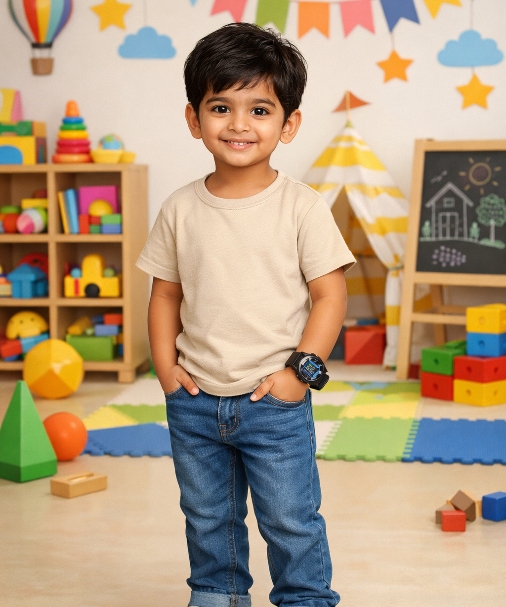 Kids Cotton Plain T-shirt  | Age 0 to 6 Years | Solid Color