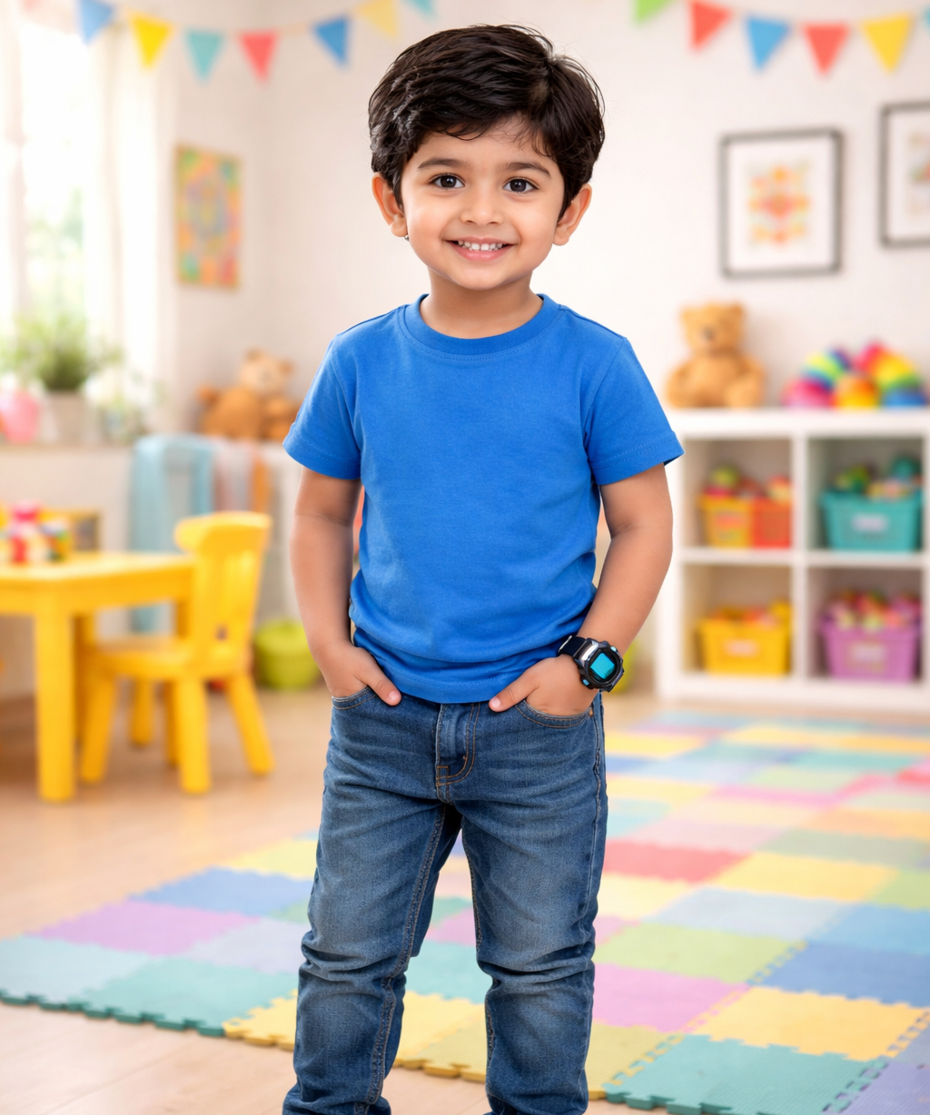 Kids Cotton Plain T-shirt  | Age 0 to 6 Years | Solid Color