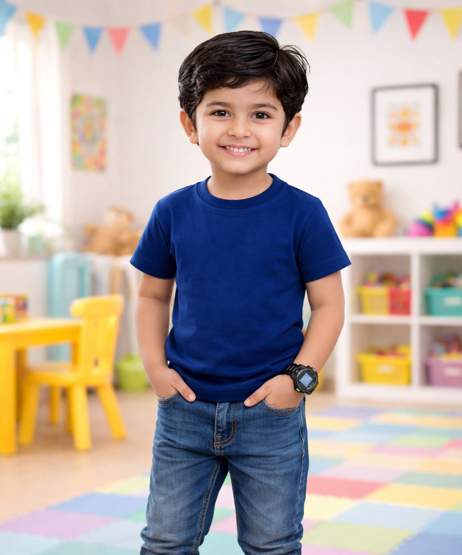 Kids Cotton Plain T-shirt  | Age 0 to 6 Years | Solid Color