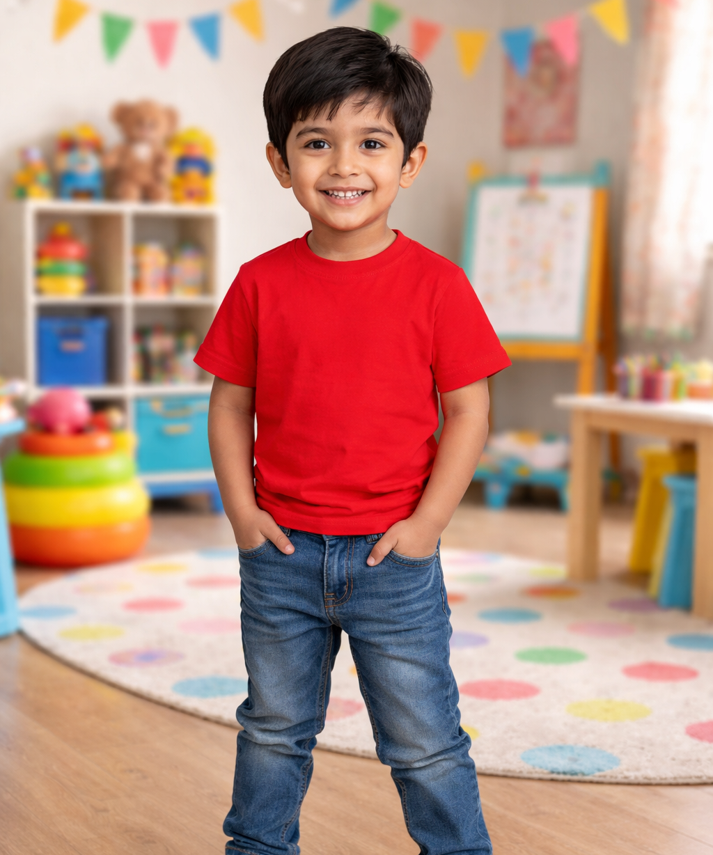 Kids Cotton Plain T-shirt  | Age 0 to 6 Years | Solid Color
