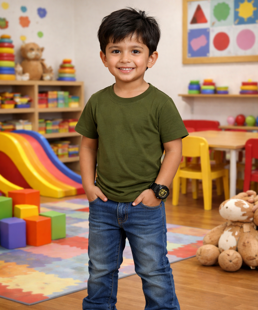 Kids Cotton Plain T-shirt  | Age 0 to 6 Years | Solid Color