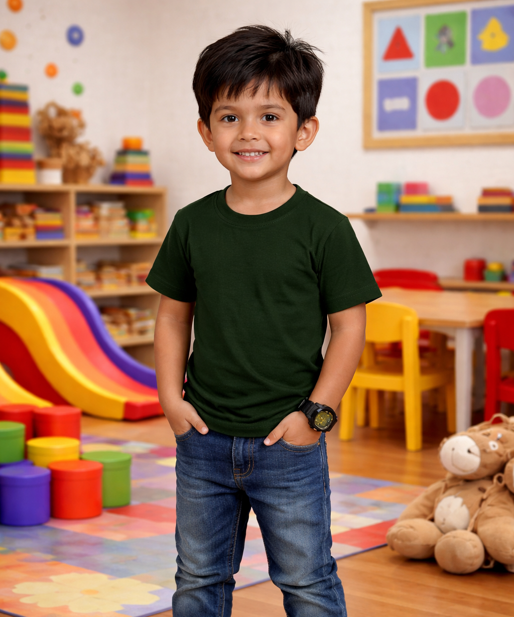 Kids Cotton Plain T-shirt  | Age 0 to 6 Years | Solid Color