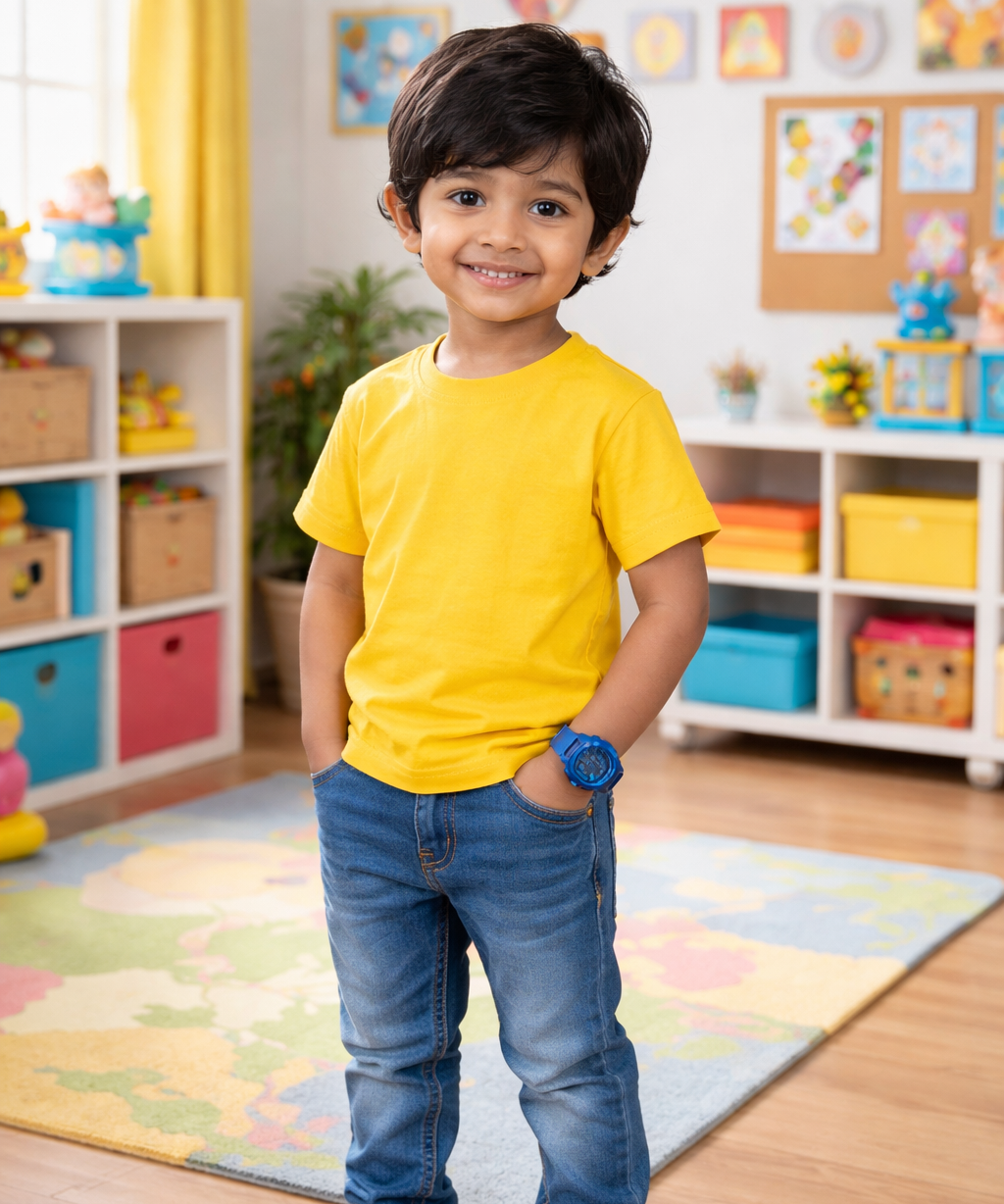 Kids Cotton Plain T-shirt  | Age 0 to 6 Years | Solid Color