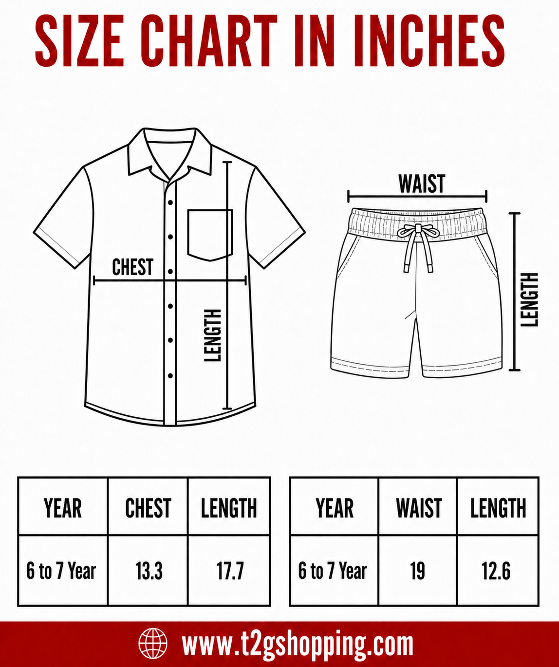Polyester Plain Shirt and Shorts Set for Boy Kids Casual Wear Half Sleeve Co-Ord Set with Elastic Waist Shorts | Age 6 to 7 Years