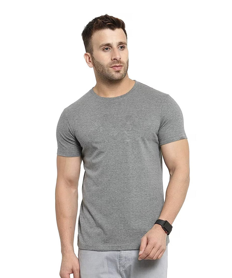 Premium Cotton Grey Plain Round Neck Tshirt